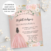 Quinceanera roos bloemen jurk budget uitnodiging flyer