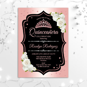 Quinceanera - Roos Gold Black White Kaart