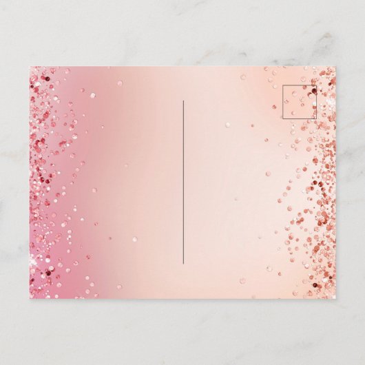 Quinceanera roos goudblush roze confetti uitnodiging briefkaart (Achterkant)