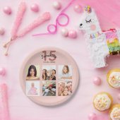 Quinceanera roos gouden blauwe foto naam papieren bordje (Feest)