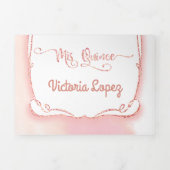 Quinceanera Roos Gouden Glitter Mexicaanse Fiesta Drieluik Uitnodiging (Cover)