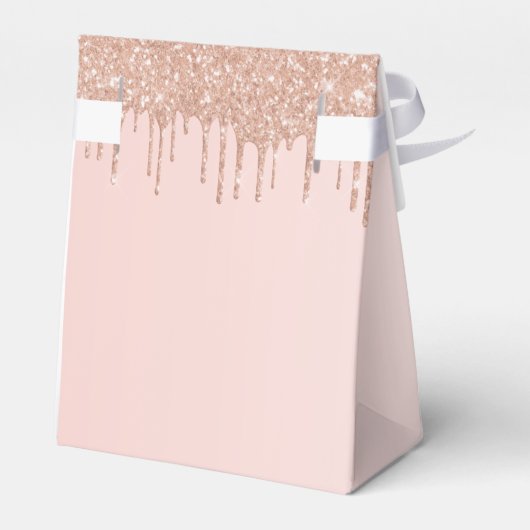 Quinceanera roos goudglitterdruppels bedankt bedankdoosjes (Achterkant)