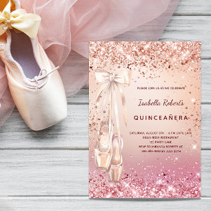 Quinceanera roos goudroze ballerina luxe kaart