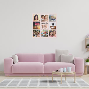 Quinceanera roos goudroze fotocollage imitatie canvas print