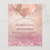 Quinceanera roos roze ballon flyer (Voorkant)