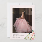 Quinceañera rose Anniversaire Invitation Photo Flo (Dos)
