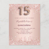 Quinceanera rose en or blush invitation (Devant)