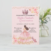 Quinceanera rose et or Invitation florale (Debout devant)
