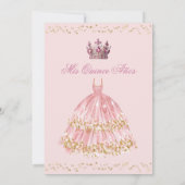 Quinceanera rose et or Invitation florale (Dos)