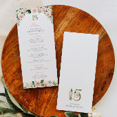 Quinceañera Rose Floral Menu Blush Rose Gold 15e