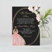 Quinceanera rose noire invitation en espagnol (Debout devant)
