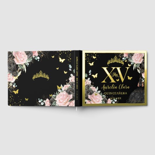 Quinceañera rose noire Quince 15 XV Or (Complet)