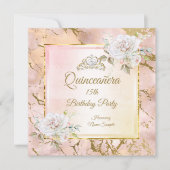 Quinceanera Rose Or rose Anniversaire Invitation d (Devant)