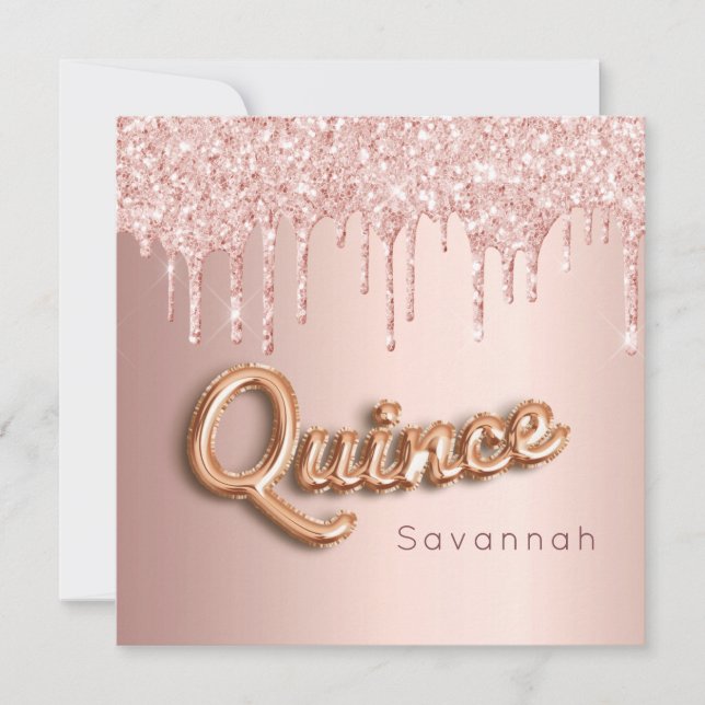 Quinceanera rose or rose invitation (Devant)