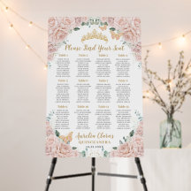 Quinceanera Rose Pâle Floral Plan de Table