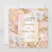 Quinceanera Rose Rose or Anniversaire Invitation d (Devant)