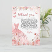 Quinceañera Rose rose pâle rose Merci floral (Debout devant)