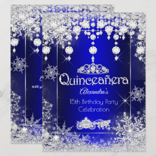 Quinceanera Royal Blue Fairytale Winter Wonderland Kaart