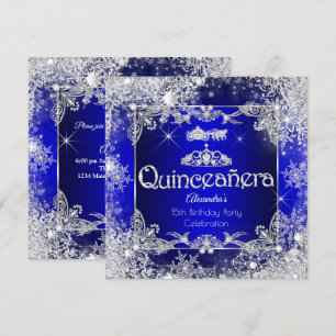 Quinceanera Royal Blue Fairytale Winter Wonderland Kaart