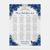 Quinceañera Royal Blue Floral Siège en argent (Recto)