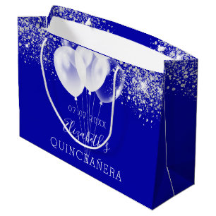 Quinceanera royal blue glitter ballonnen groot cadeauzakje