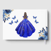 Quinceañera Royal Blue Gold Princess Butterflies (Verso)
