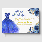 Quinceañera Royal Blue Gold Princess Butterflies (Recto)