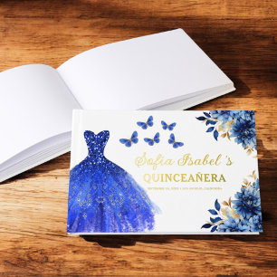 Quinceañera Royal Blue Gold Princess Butterflies