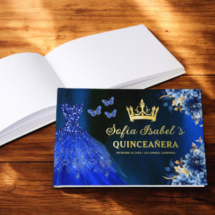 Quinceañera Royal Blue Gold Princess Butterflies