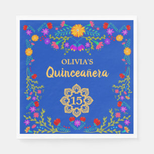Quinceanera Royal Blue Mexicaanse Fiesta Verjaarda Servet