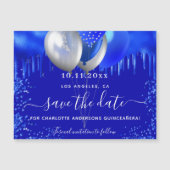 Quinceanera royal blue save the date magnet (Voorkant)