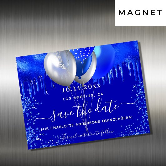 Quinceanera royal blue save the date magnet