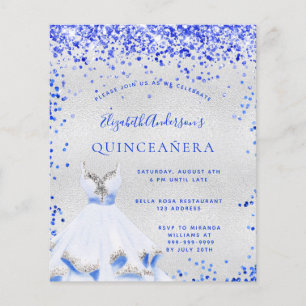 Quinceanera royal blue Silver-uitnodiging Flyer