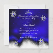 Quinceanera Royal Blue Snowflake 15th Birthday Kaart (Achterkant)