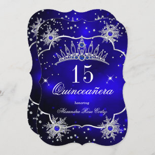 Quinceanera Royal Blue Snowflake Tiara 15de partij Kaart