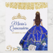 Quinceañera Royal Blue Wine Bottino Étiquette (Étiquettes simples)