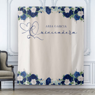Quinceanera Royal Rose Blauwe Bloemstuk Achtergron Wandkleed
