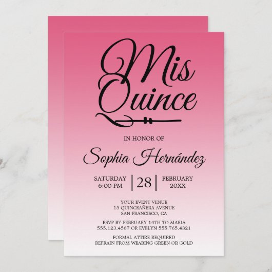 Quinceañera Roze 15e verjaardag Kaart (Voorkant / Achterkant)