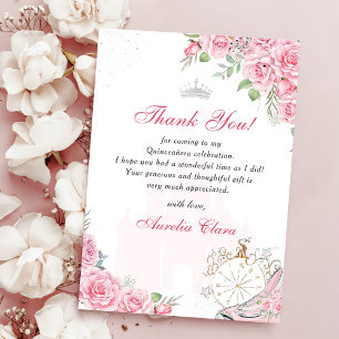 Quinceanera Roze Bloemenkroon Bedankkaart Kaart