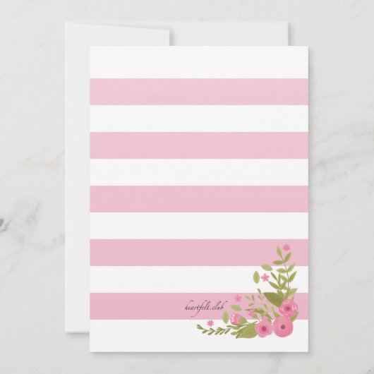 Quinceañera roze en witte strepen uitnodiging (Achterkant)