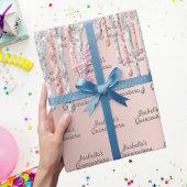 Quinceanera roze goud glinster zilver glans cadeaupapier