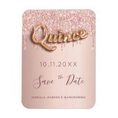 Quinceanera roze goud glitters bewaar de datum magneet (Verticaal)