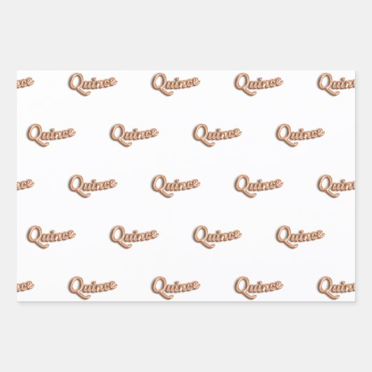 Quinceanera roze goud witte quince ballon script inpakpapier vel (Voorkant)