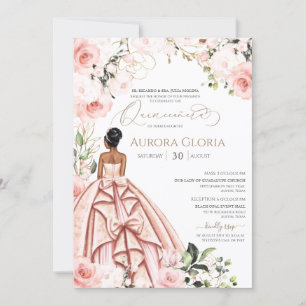Quinceanera  Roze mooi Blush Roos 15th Kaart