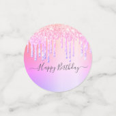 Quinceanera roze paarse druppels confetti (Kleine voorkant)