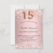Quinceanera roze rose goud kaart (Voorkant)