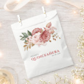 Quinceanera roze rozen Floral rustial botanisch Bedankzakje (Geknipt)