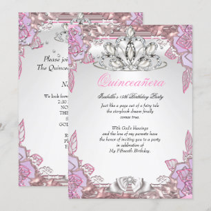 Quinceanera Roze Sering 15e Verjaardagsfeest 2 Kaart