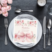 Quinceanera roze strik crème bloemen rozen