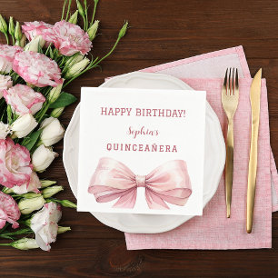 Quinceanera roze strik elegant servet